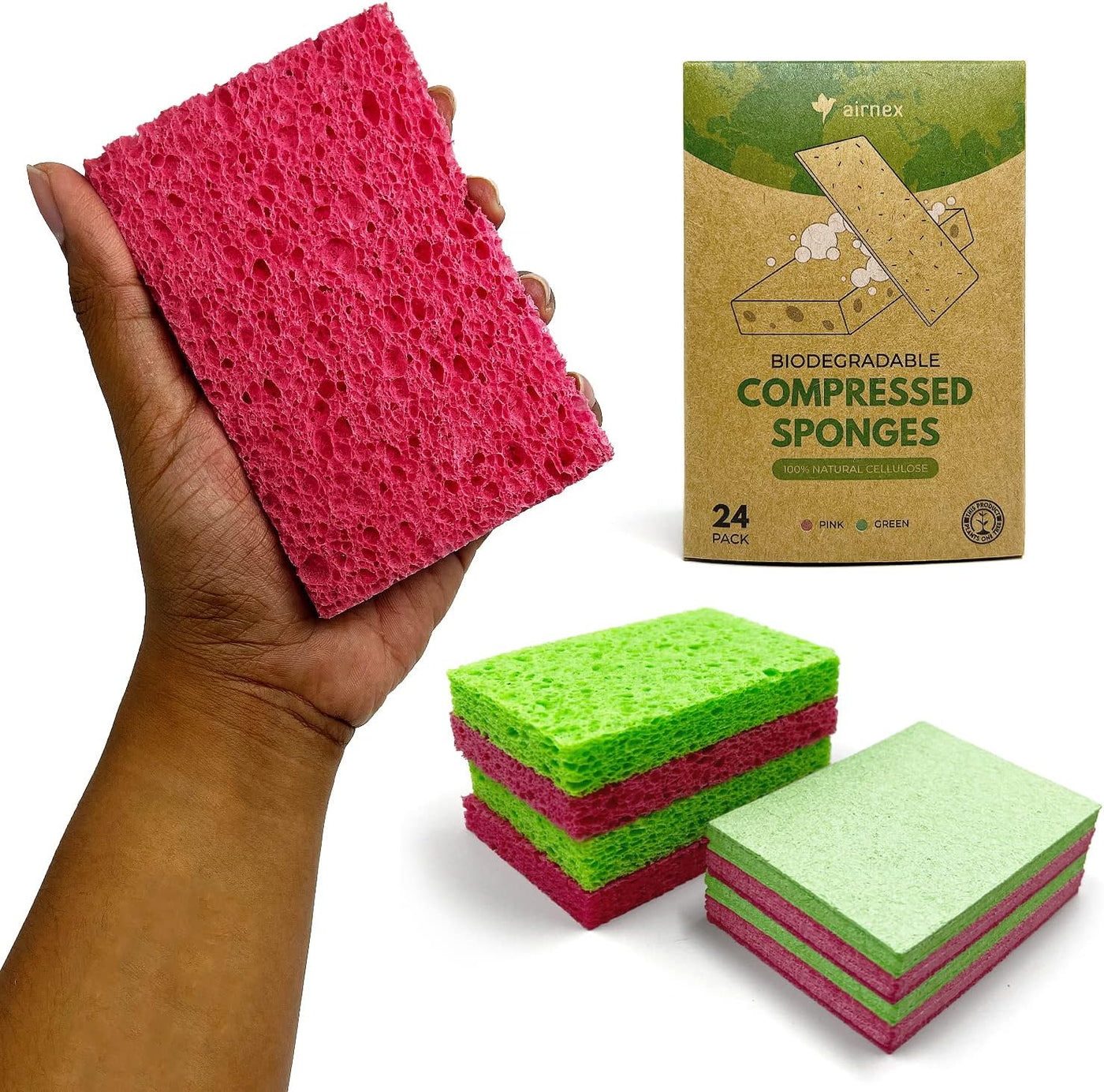 Natural Cellulose Scrub Sponges - 2 count