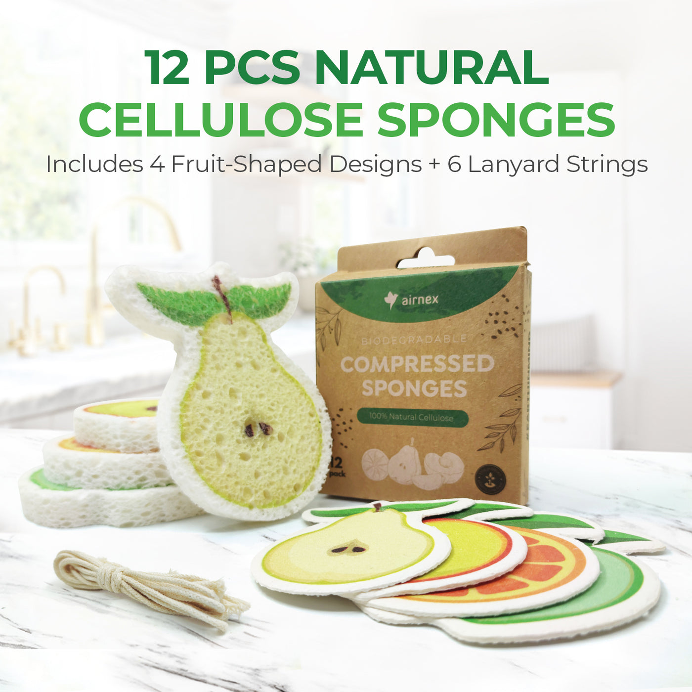 12 Pack Cellulose Sponges Kitchen Scrub Sponges - China Coconut Cellulose  Sponge and Cellulose Sponge price