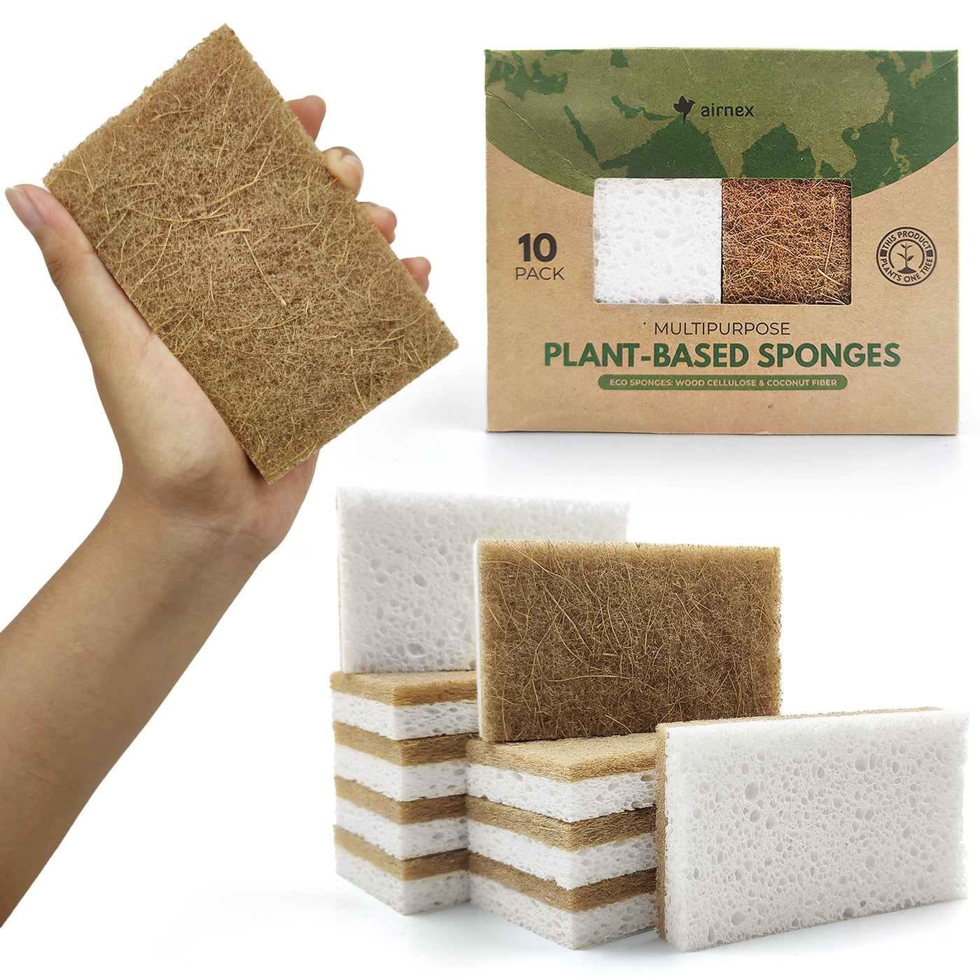 Kitchen Cleaning Sponges Eco Non-Scratch for Dish Scrub Sponges Pack of 10  